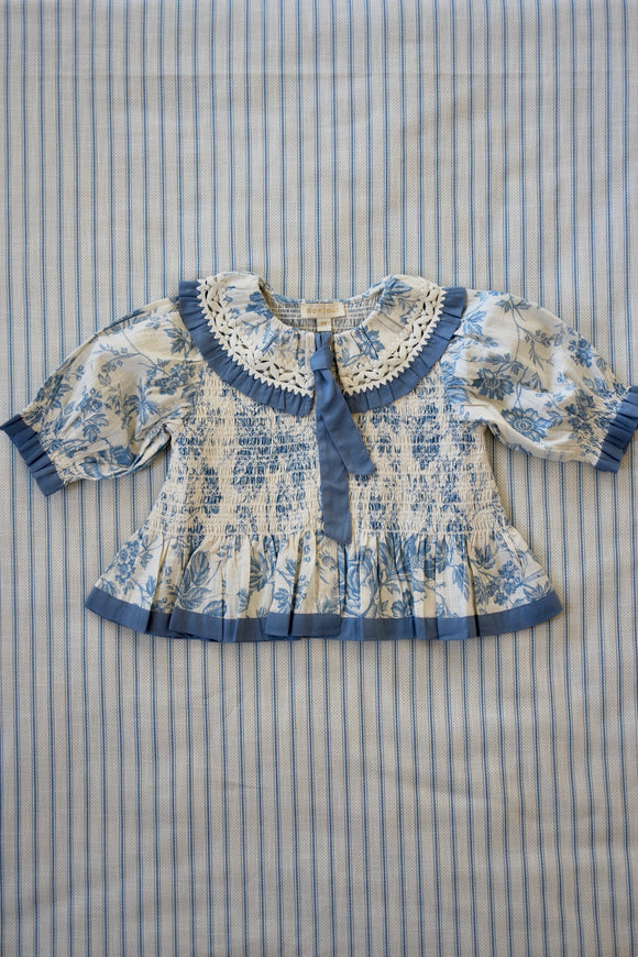 Tie Blouse blue tapestry