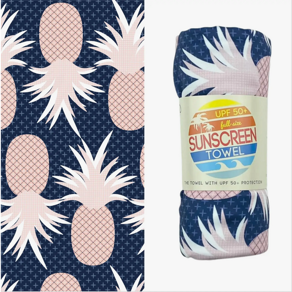 Full Size UPF 50+ Sunscreen Towel (Pink Pineapple)