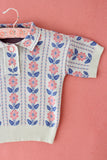 (-50%)Knitted polo (blue pink)