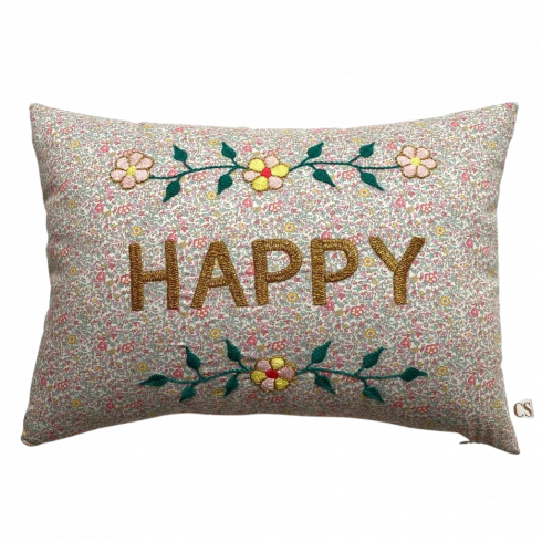 Embroidered Cushion(Happy)