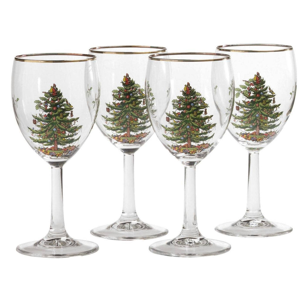 Set of 4 LE Smith Partyline Christmas Tree Drinking Glasses in