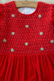Handsmock blouse red velvet