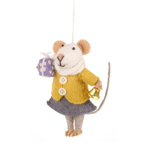 wool felt Agnes mouse ornament