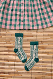 Green Flower Twisted Socks