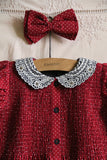 Tunique with hair clip red wine dot
