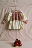 Handsmock blouse with crochet collar ivory dot