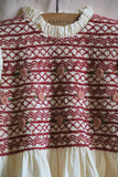 Handsmock blouse with crochet collar ivory dot