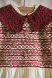 Handsmock blouse with crochet collar ivory dot