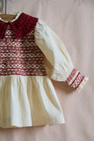 Handsmock blouse with crochet collar ivory dot