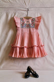 Dress pleated nude taffetas