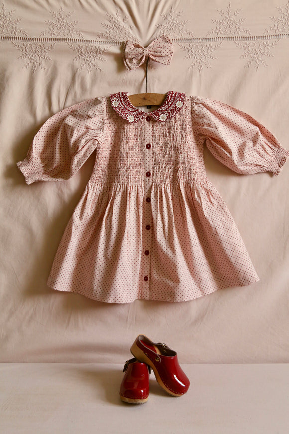 Tunique with hair clip Pink dot