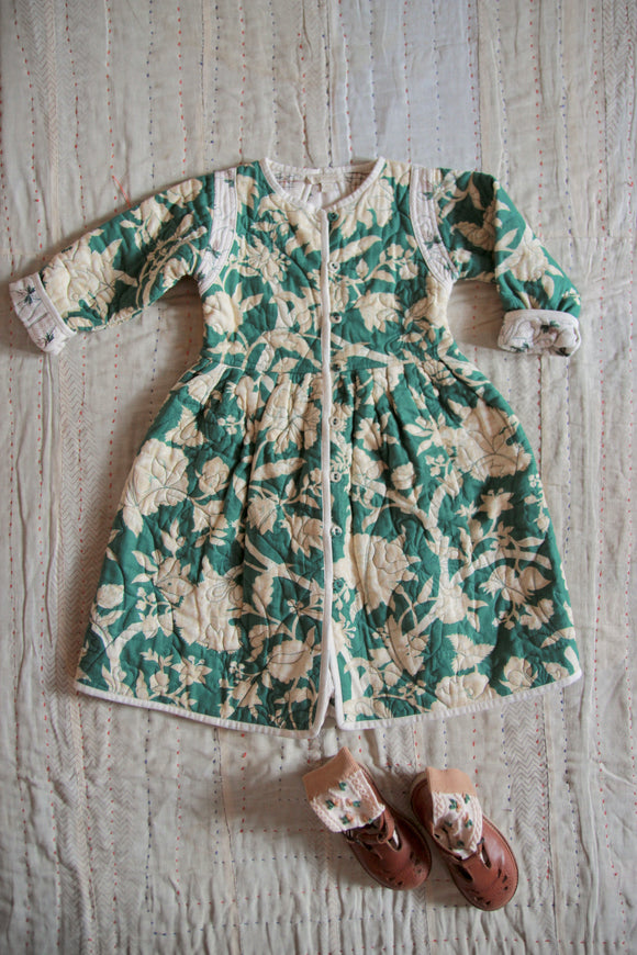 Quilted Dress coat green flower