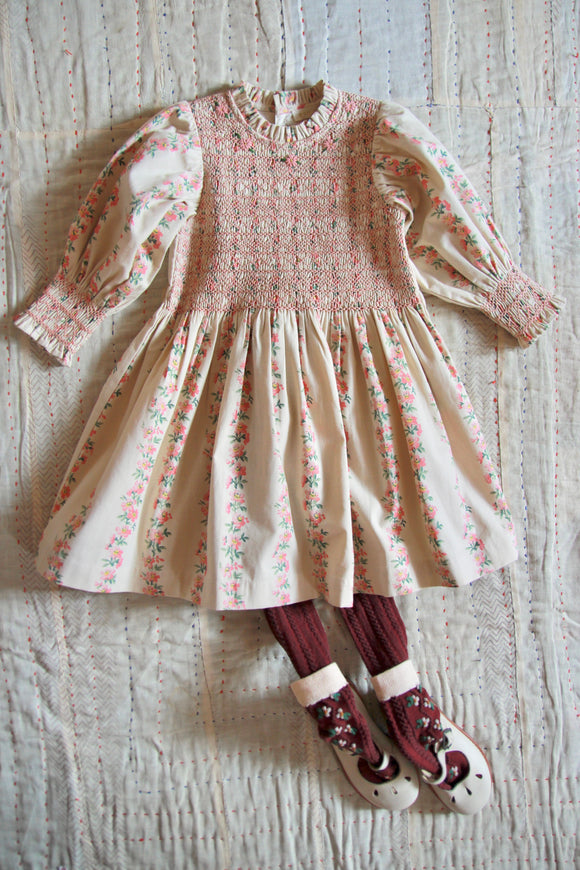 Handsmock Dress Farandole Stripes flowers