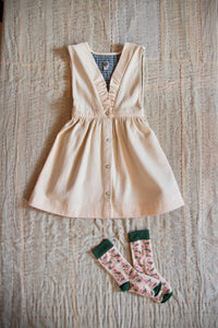 New apron dress ivory denim