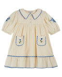 ECRU EMBROIDERED SCALLOPED DRESS