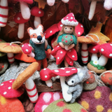 Mushroom and  fox ornament