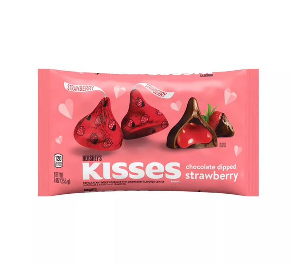 Hershey's Kisses Valentine's Day Chocolate Dipped Strawberry Candy Bag - 9oz