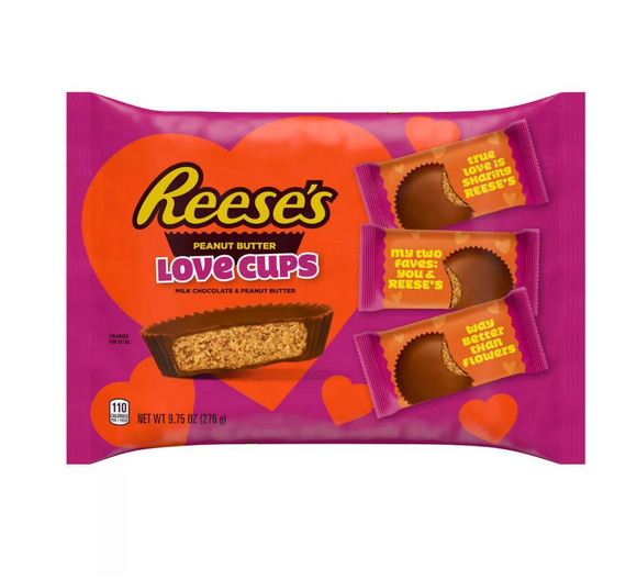 Reese's Valentine's Day Peanut Butter Love Cups Candy Snack Size - 9.75oz