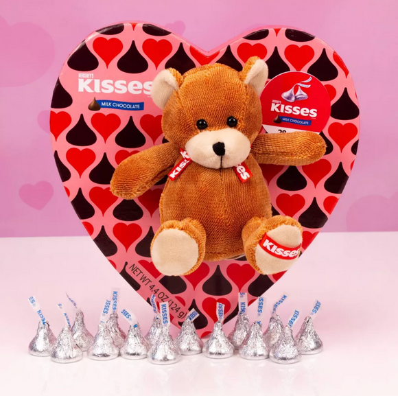 Hershey's Kisses Valentine's Heart Box with Bear Plush - 3.2oz