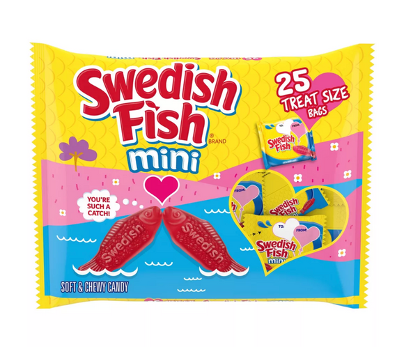 Swedish Fish Mini Valentine's Exchange Bags Treat Size - 11.02oz/25ct