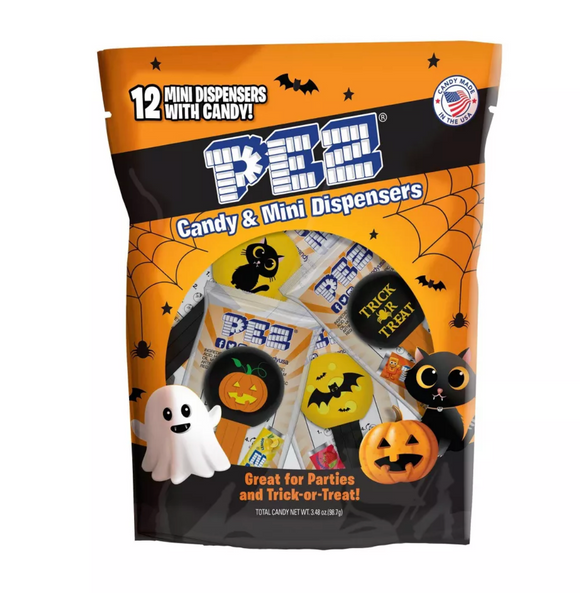 PEZ Halloween Candy & Mini Dispensers Bag - 3.48oz/12ct