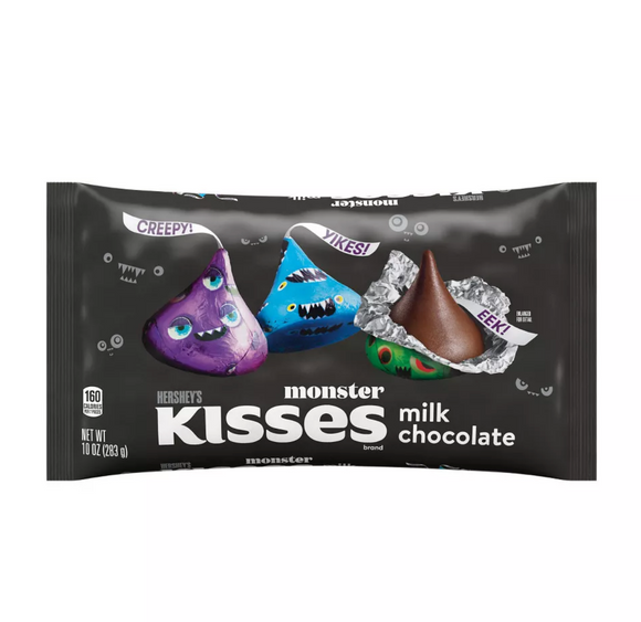 Hershey's Kisses Milk Chocolate Monster Foils Halloween Candy - 10oz