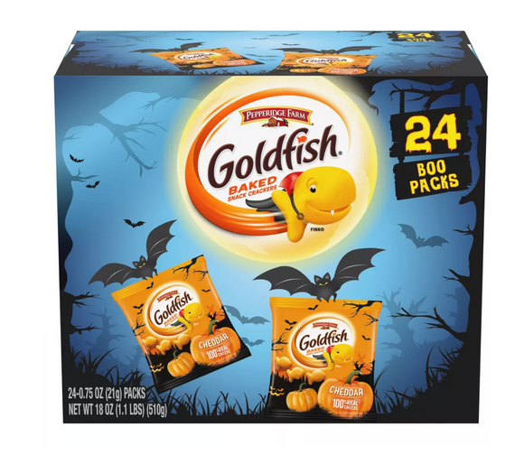 Pepperidge Farm Goldfish Halloween Edition Cheddar Crackers Snack Packs Multipack Box - 18oz/24ct