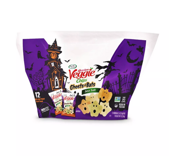 Sensible Portions Halloween Garden Veggie Ghosts & Bats Sea Salt Flavored Chips - 6oz/12ct