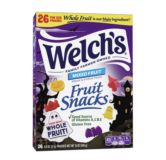 Welch's Halloween Mixed Fruit Soft Fruit Snacks, .5 oz, 26 Count