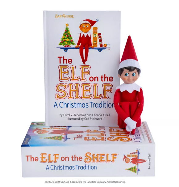Elf on the Shelf Box Set Boy Scout Elf with Blue Eyes with Storybook