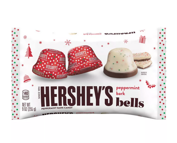 HERSHEY'S Christmas Peppermint Bark Bells Candy - 9oz