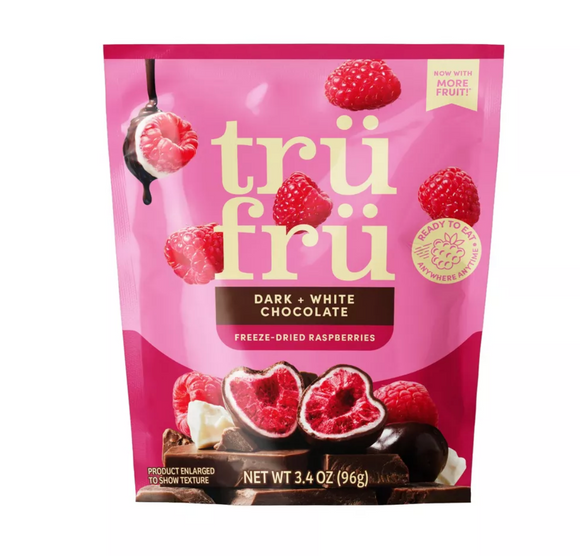 Tru Fru Freeze Dried Raspberries in Dark & White Chocolate - 3.4 oz