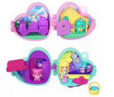 Polly Pocket Sweethearts Doll & 2 Playsets with 7 Accessories, Compact Travel Toy with Keychain Clip
