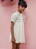 ECRU HAND SMOCKED EMBROIDERED DRESS