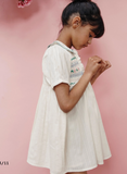 ECRU HAND SMOCKED EMBROIDERED DRESS