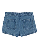 Denim flower pocket shorts