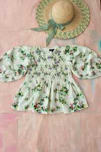 (-40%)Hands Smock Blouse (tropical)