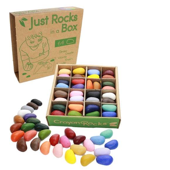 Just rocks in a box 32 colors 64 crayons
