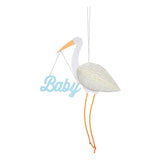 Blue Baby Stork Honeycomb Card