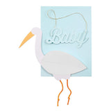 Blue Baby Stork Honeycomb Card