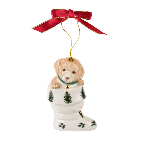 Puppy in a boot ornament