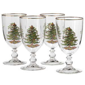 Spode Christmas Tree Set of 4 Pedestal Goblets