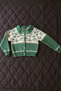 (-40%)knited green flower cardigan