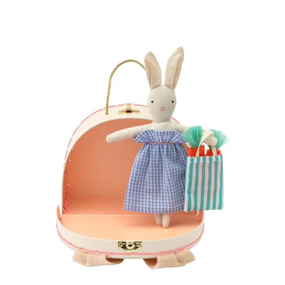 Bunny mini suitcase doll