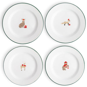 Helmsie x CCH Holiday Animals Flat Salad Plates, Set of 4