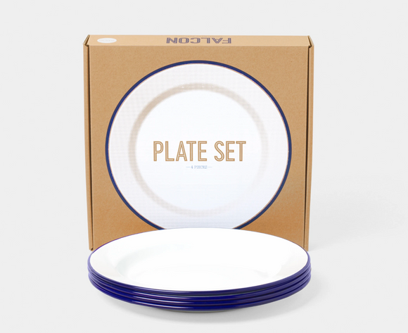 24cm plate set (box of 4) Blue rim