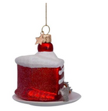 Ornament glass red velvet cake H7cm