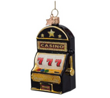 Ornament glass black matt slot machine H10,5cm