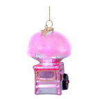 Ornament glass pink cotton candy machine H10cm