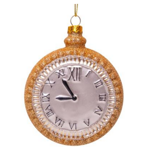 Ornament glass gold watch H9cm